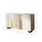 Load image into Gallery viewer, Sideboard Cabinet Modern Minimalist Ribbed Drawers Golden Base Marble Top Storage Unit
