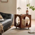 Load image into Gallery viewer, Modern Rattan Nightstand Rolling Side Table Solid Wood Mobile Bedside Cabinet with Storage
