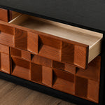Load image into Gallery viewer, 86.6'' Geometric 3D Pattern Walnut TV Stand Cabinet With Drawers
