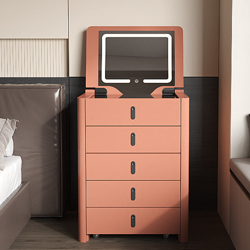 Modern Compact Vanity Desk with Flip Top Mirror Storage Drawers Makeup Cabinet