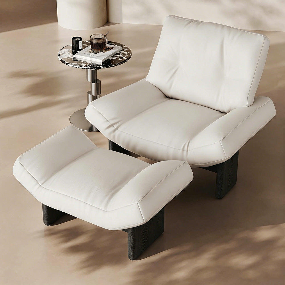 Modern Sculptural Lounge Chair Curved Upholstered Accent Chair with Solid Wood Base Minimalist Leisure Chair