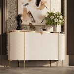 Load image into Gallery viewer, 58.5'' White &amp; Gold Contemporary Sideboard with Adjustable Shelves
