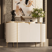 58.5'' White & Gold Contemporary Sideboard with Adjustable Shelves