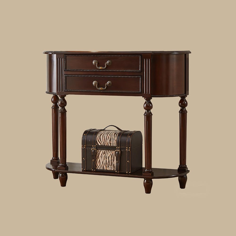 Solid Wood Classic Entryway Console Table with Drawers and Lower Shelf