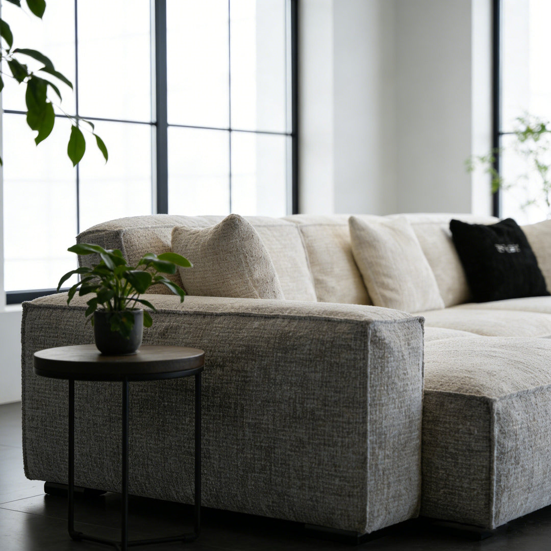 Modern Oversized Sectional Sofa with Deep Seat Chaise and Textured Upholstery