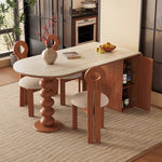 Load image into Gallery viewer, Modern Dining Table Solid Wood Base Ceramic Stone Top Minimalist Design
