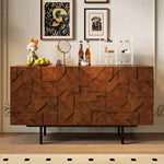 Load image into Gallery viewer, 55.1"/70.8"Modern Walnut Sideboard Geometric Storage Cabinet with Metal Legs
