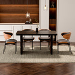 Load image into Gallery viewer, 54.6″/62.4″ Dining Table Solid Wood Artistic Geometric Base Two-Tone Contrast
