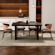 54.6″/62.4″ Dining Table Solid Wood Artistic Geometric Base Two-Tone Contrast