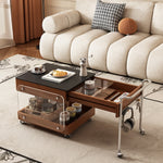 Load image into Gallery viewer, 23.6&quot;-43.3&quot;Extendable Coffee Side Table with Wheels Mobile Tea Table Storage Living Room
