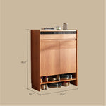 Load image into Gallery viewer, Modern Wood Shoe Cabinet with Doors Natural Entryway Storage Organizer with Open Shelf
