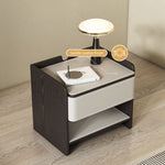 Load image into Gallery viewer, Modern Nightstand with Saddle Leather Finish Silent Drawer Rails
