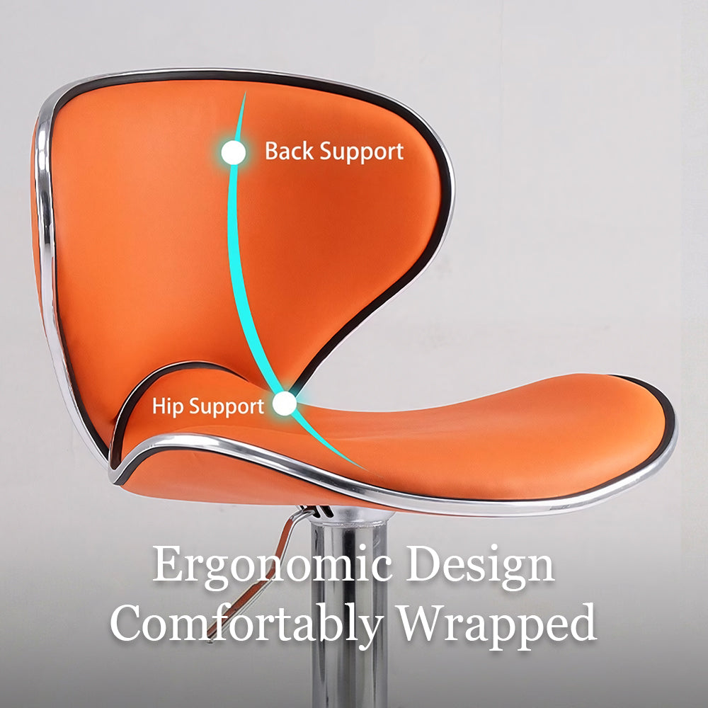 Modern Adjustable Swivel Bar Stool Upholstered Faux Leather Seat Height Adjustable 1 Piece