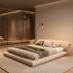 Load image into Gallery viewer, Queen Size Minimalist Japanese-Style Tatami Bed Ultra-Fiber Leather Steel-Wood Slatted Frame
