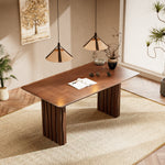 Load image into Gallery viewer, 62.4″/70.2″ Rectangular Wooden Dining Table Modern Minimalist Design Sculpted Legs
