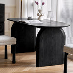 Load image into Gallery viewer, Oval Dining Table Arched Solid Wood Walnut Veneer Base Textured Wood Grain Surface Modern Elegant Design
