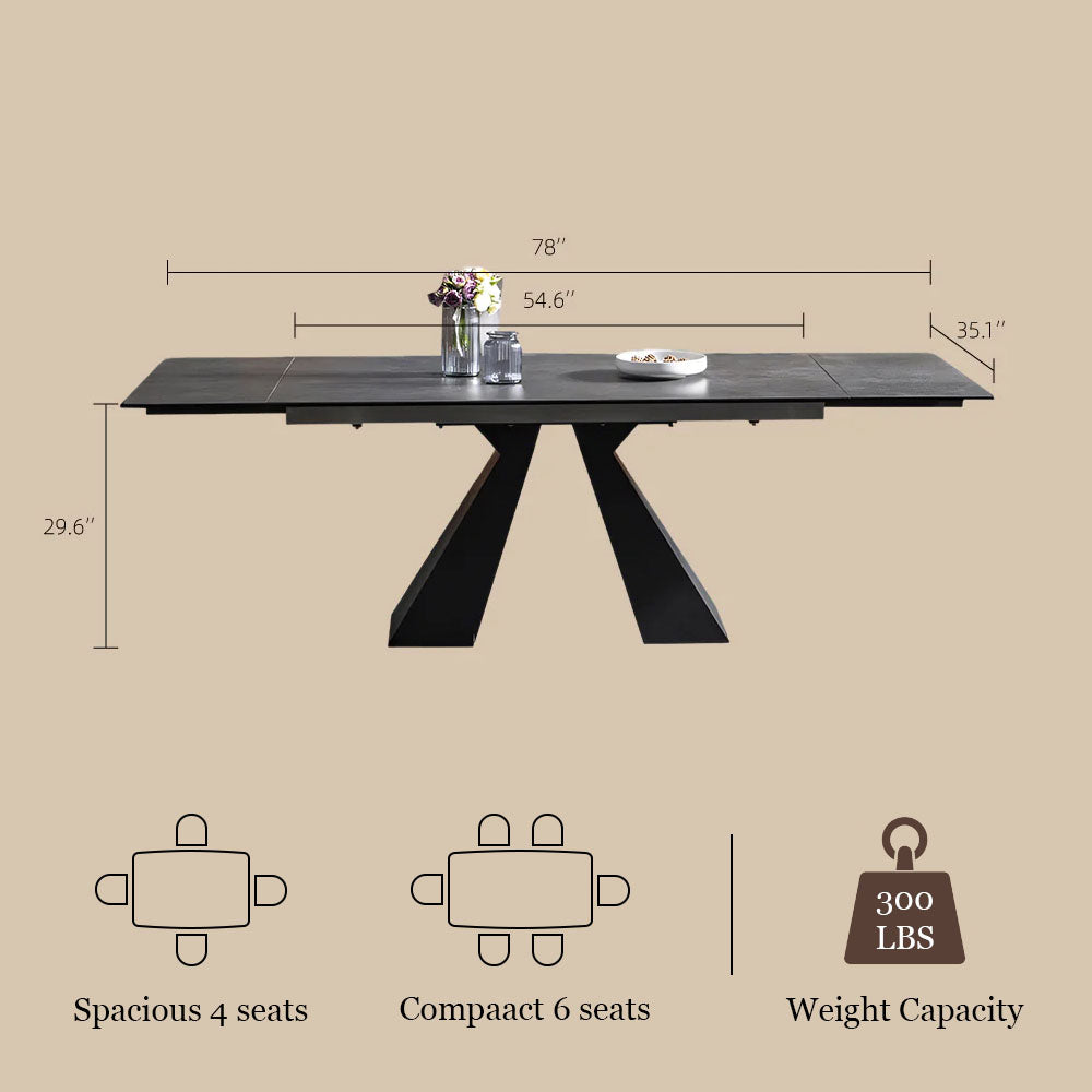 54.6"- 78" Modern Folding Dining Table Versatile and Stylish in Dark Gray