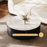 Load image into Gallery viewer, 33.15″ Round Coffee Table with Black Base Modern Minimalist Design Durable and Elegant for Living Room
