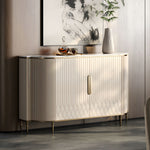 Load image into Gallery viewer, 54.6&quot; Elegant Cream White Sideboard Buffet Cabinet with Adjustable Shelves
