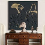 Load image into Gallery viewer, Handmade Abstract Wall Art – Black Textured Painting with Gold Accents
