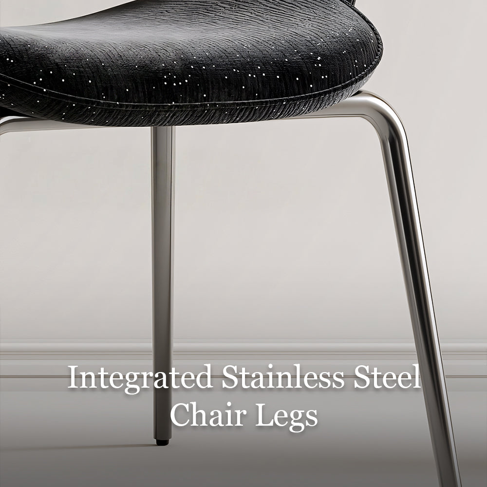 Modern Black Curved Dining Chair with Stainless Steel Legs Minimalist Accent Chair 1 Piece