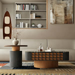 Load image into Gallery viewer, Modern Square Marble Top Coffee Table Green Stone Surface Wood Base Design
