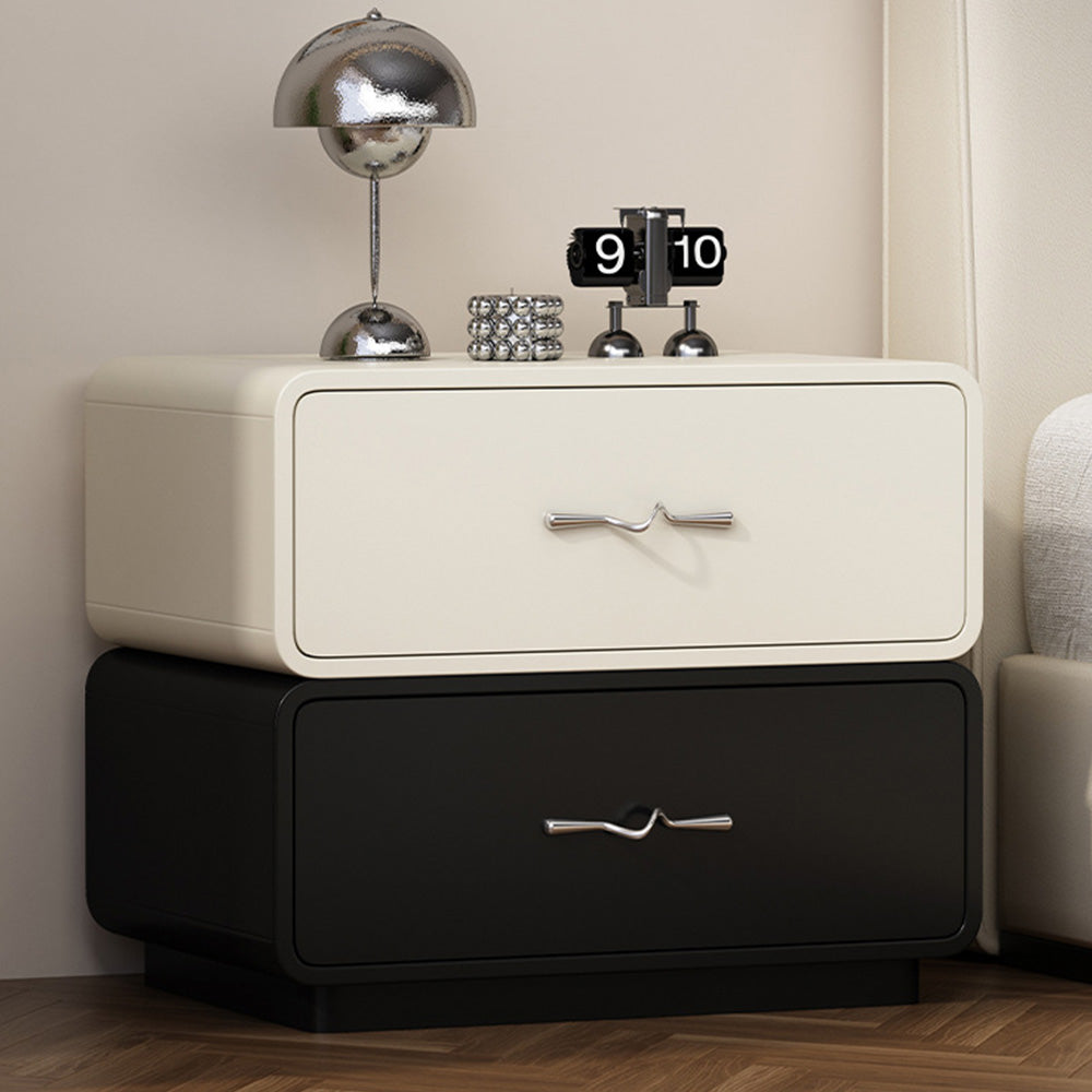 Modern Two-Tone Bedside Table with Soft Rounded Edges and Drawer Storage