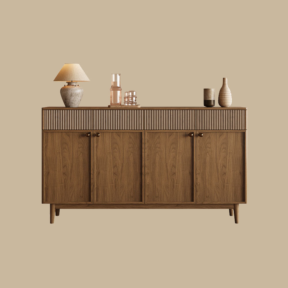 59'' Modern Wooden Sideboard with Fluted Detail Minimalist Storage Cabinet