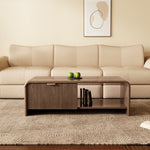 Load image into Gallery viewer, 39&#39;&#39; Walnut Finish Coffee Table with Rounded Corners and Storage Mid Century Minimalist Style
