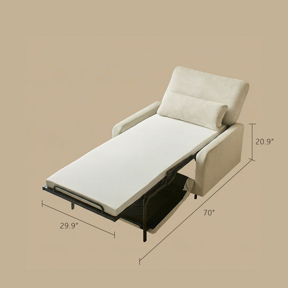 41.3'' Modern Single Sofa Bed with Mattress Fabric Pull Out Sleeper Chair Convertible Armchair with Metal Frame