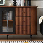 Load image into Gallery viewer, 62.9&#39;&#39; Sideboard Buffet Cabinet Retro Modern Design Textured Glass Doors Ample Storage Space
