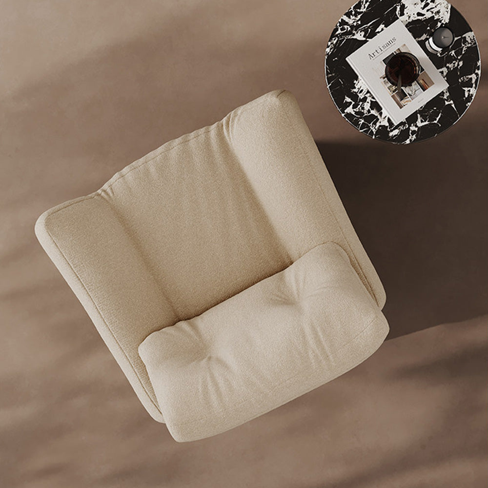 Modern Sculptural Lounge Chair Curved Upholstered Accent Chair with Solid Wood Base Minimalist Leisure Chair