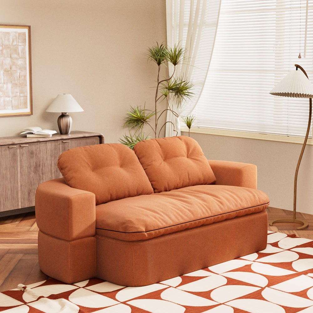 78.7" Compressed Loveseat Sofa Wrinkle-resistant Corduroy Lightweight Double Seat for Multi-scene Use