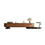 Load image into Gallery viewer, 86.6" Modern Walnut TV Stand Curved Edge Media Console Low Profile Entertainment Center
