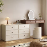 Load image into Gallery viewer, Solid Wood Vanity Desk with Side Cabinet and Upholstered Stool
