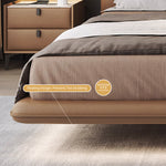 Load image into Gallery viewer, Modern Leather Platform Bed with LED Lighting Ultra-Fiber Leather Steel-Wood Slatted Frame
