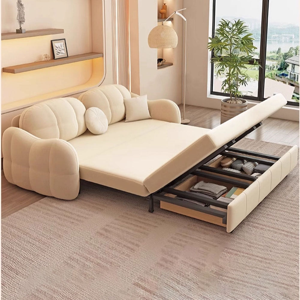 81'' Pull-Out Convertible Storage Sofa Bed Multifunctional Sleeper Couch with Cat-Scratch-Resistant Velvet and Hidden Drawers