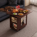 Load image into Gallery viewer, Modern Extendable Coffee Table with Storage Rolling Wooden Coffee Table with Swivel Casters and Shelves Multi-Functional Living Room Table

