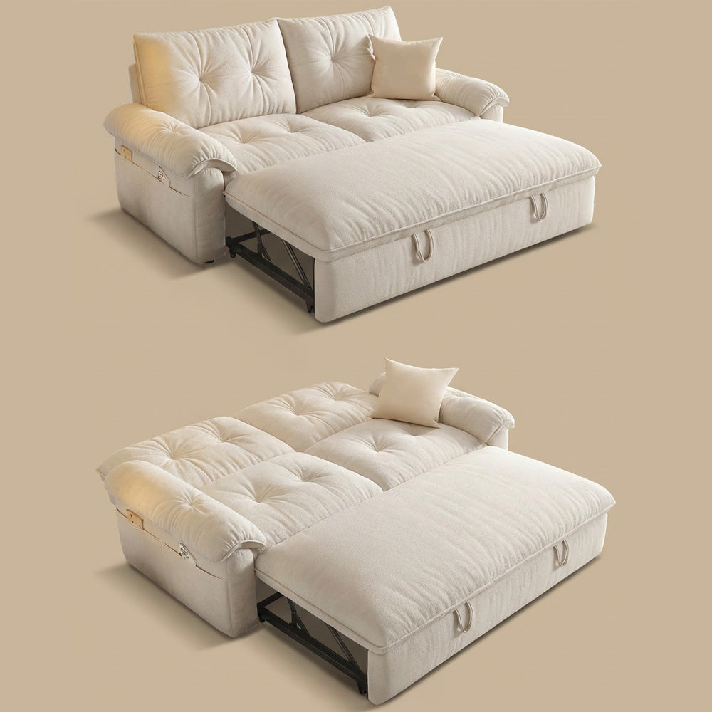 Modern Convertible Sofa Bed Tufted Fabric Sleeper Sofa Space Saving Pull Out Couch  Description