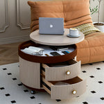 Load image into Gallery viewer, Modern Round Side Table with Hidden Storage and Drawers on Wheels
