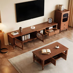 Load image into Gallery viewer, Walnut TV Stand Cabinet with Elegant Design and Spacious Storage Solutions
