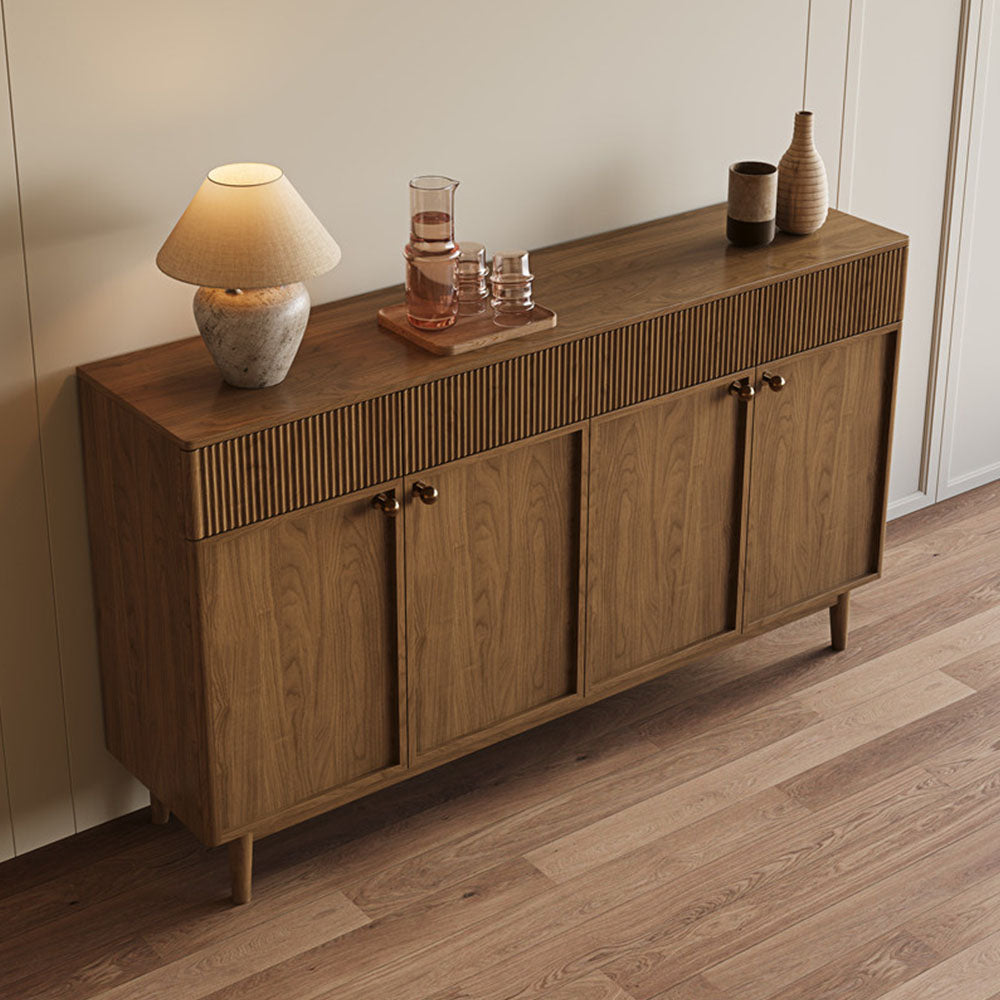 59'' Modern Wooden Sideboard with Fluted Detail Minimalist Storage Cabinet