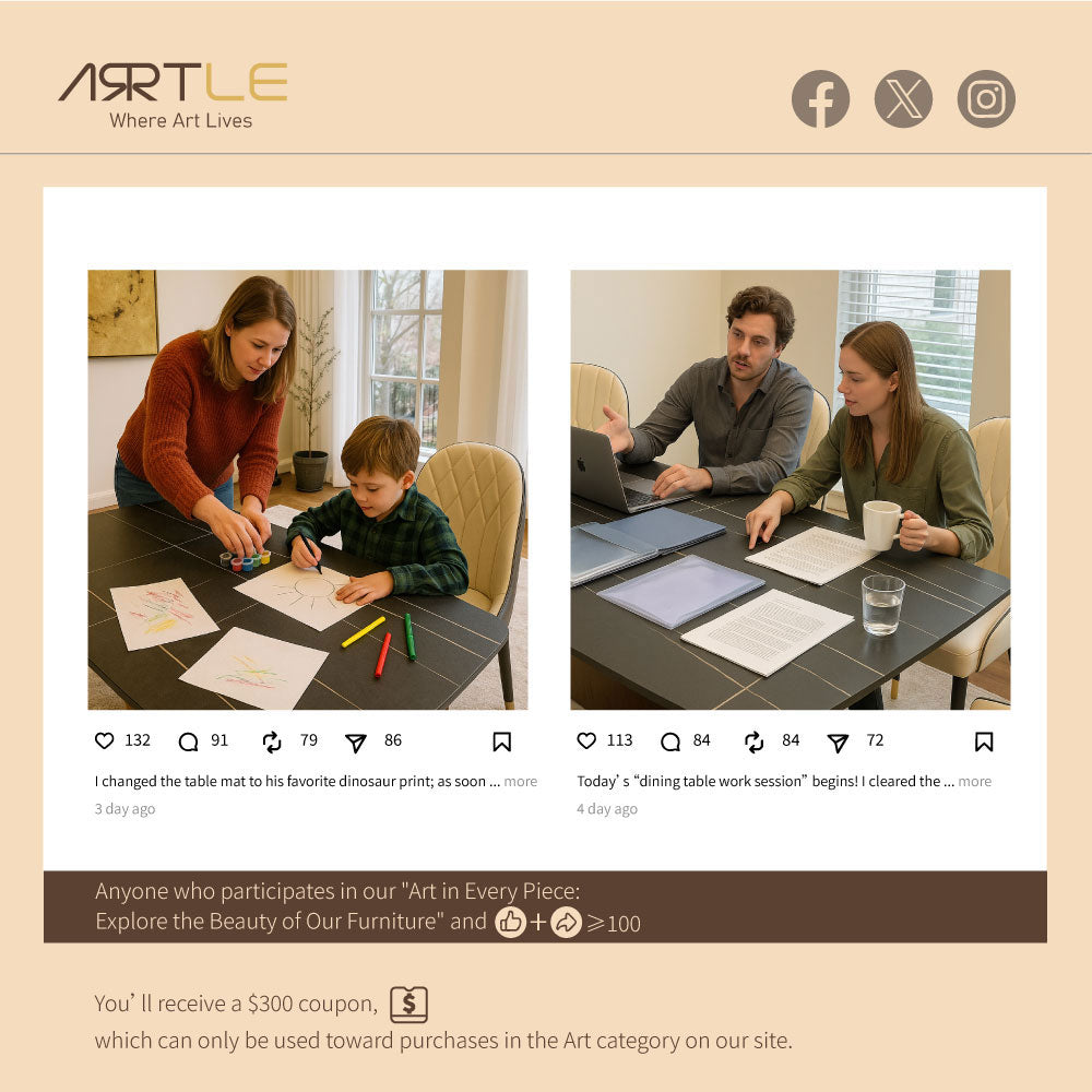 Modern Dining Table Sintered Stone Matte Black Surface