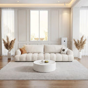 Modern Channel-Tufted Snow Velvet Sofa with Latex Cushioning