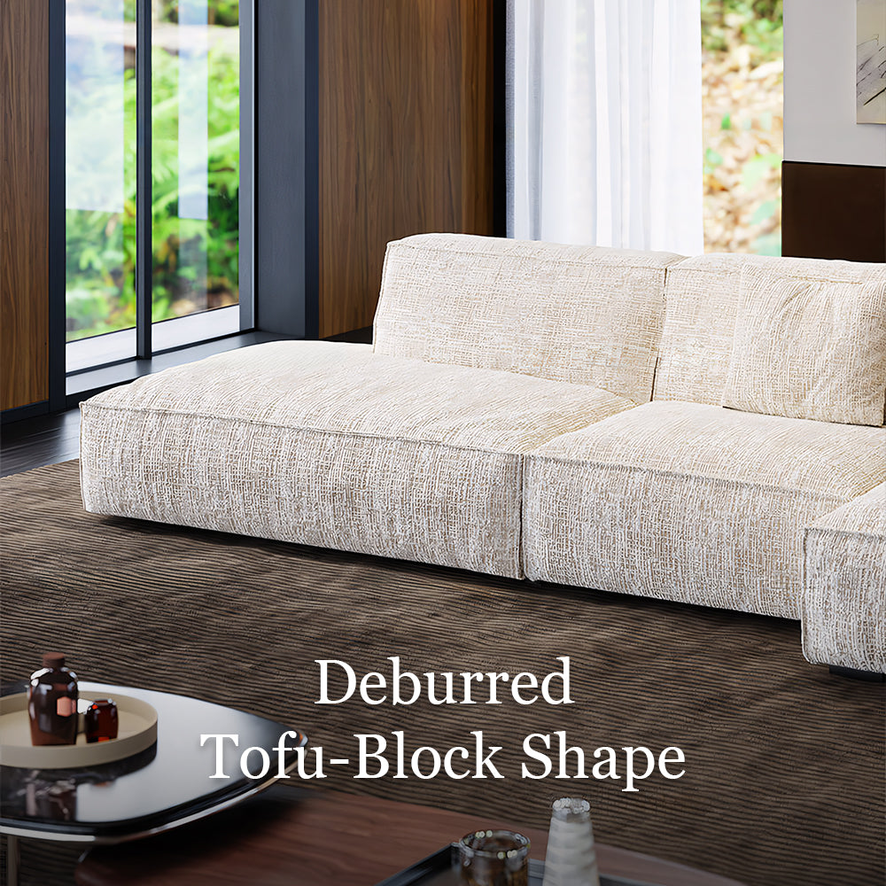 Modern Oversized Sectional Sofa with Deep Seat Chaise and Textured Upholstery