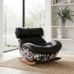 Load image into Gallery viewer, Rocking Lounge Chair with Black Cushions and Abstract Patterned Shell
