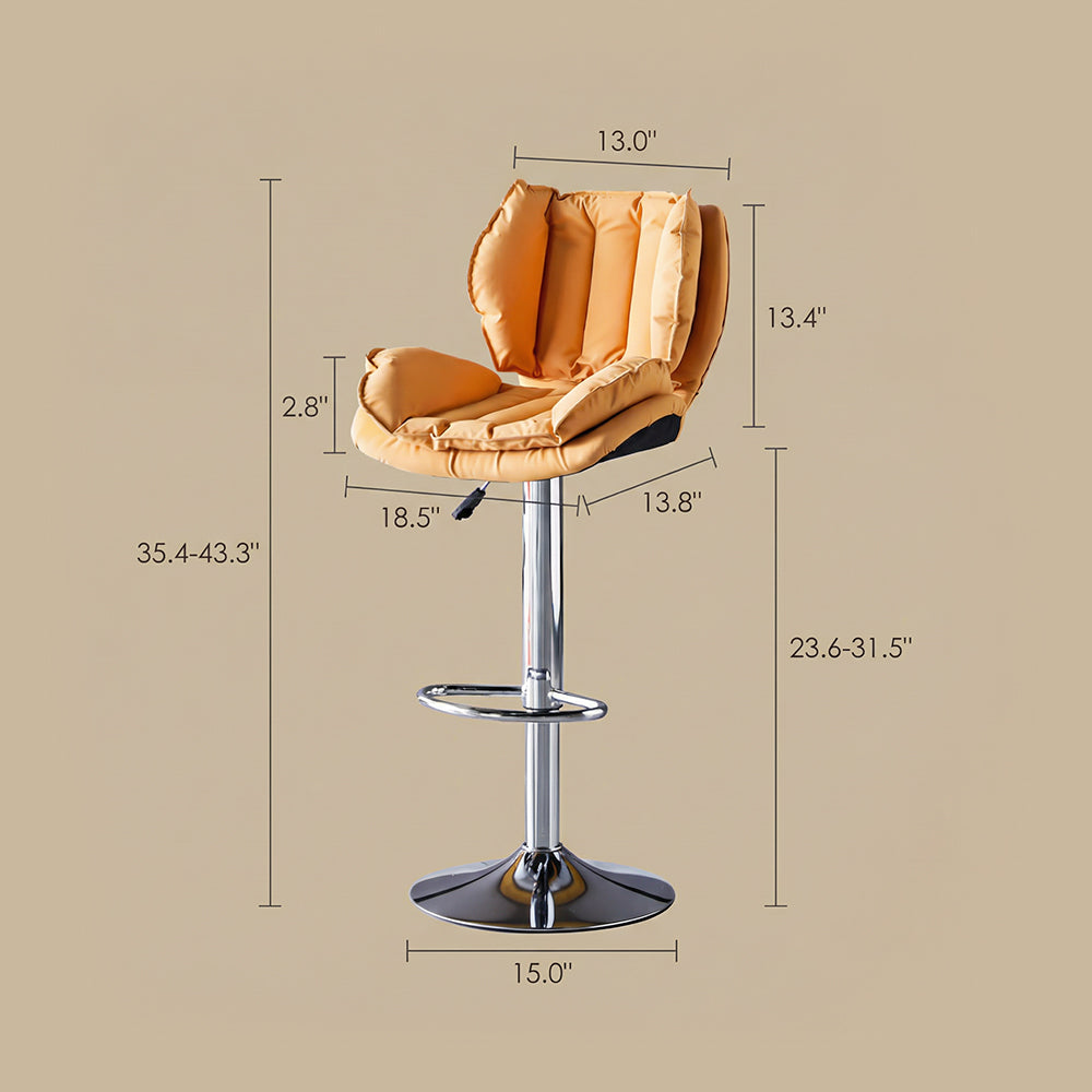 Modern Upholstered Bar Stool with Armrests PU Leather Counter Chair Metal Frame Kitchen Island Bar Chair 1 Piece