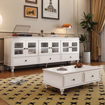 Load image into Gallery viewer, Classic Walnut Living Room Furniture Set TV Cabinet &amp; Coffee Table with Elegant Vintage Detailing
