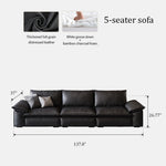 Load image into Gallery viewer, Modern Low Profile Black Leather Straight Sofa Minimalist Wide Arm 4 Seater Couch
