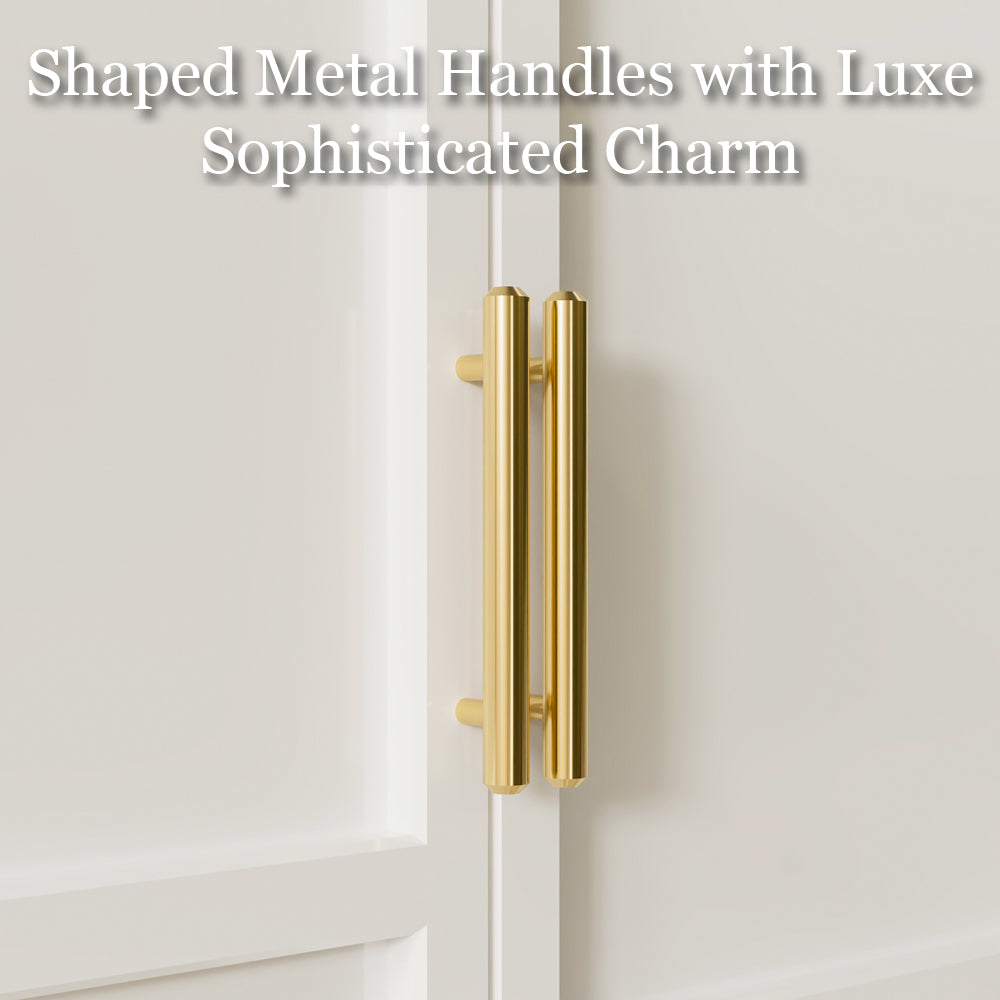 Modern Elegance 3-Door White Wardrobe with Drawers Multi-Section Storage with Drawers and Hanging Space